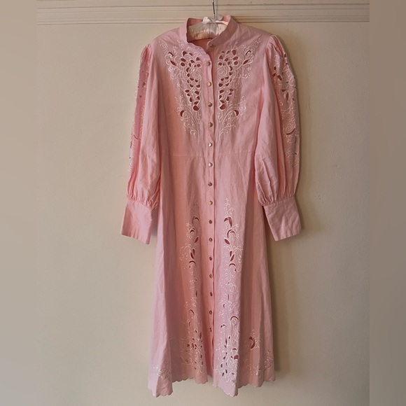 Zimmermann Brand New w/Tags Pink Freja Linen Eyelet Maxi Dress - Picture 13 of 14